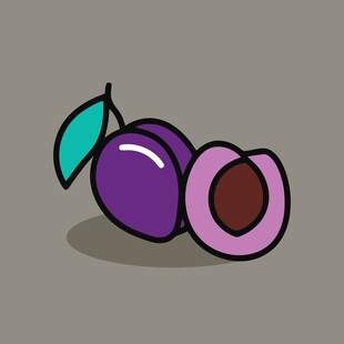 卡通风格紫李子插画