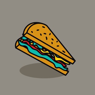 卡通风格美味三明治插画