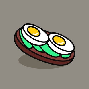 卡通风格双蛋三明治