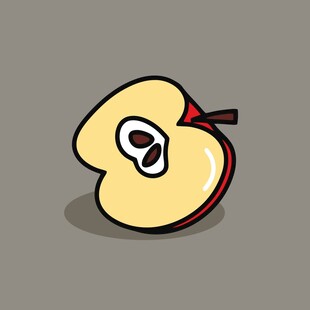 卡通风格切开的苹果形象