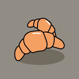 卡通风格的美味牛角面包