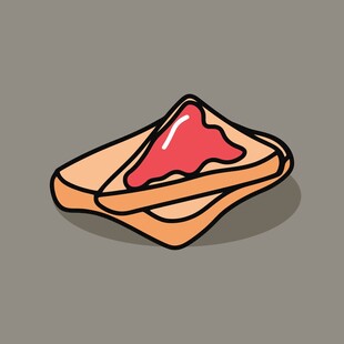 两片涂果酱的卡通吐司