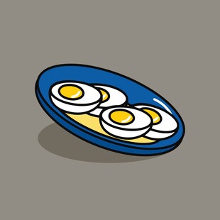 蓝色盘子上的煎蛋