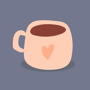 爱心图案的温馨咖啡杯