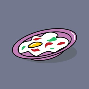 卡通风格盘中多彩食物