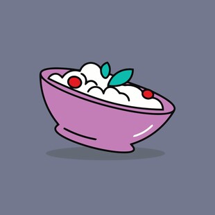 紫色碗中的美味食物