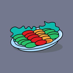 卡通风格多彩蔬菜拼盘