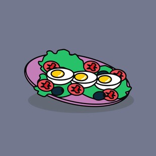 卡通风格的水果鸡蛋拼盘