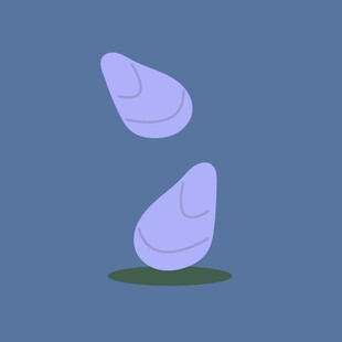 紫色贝壳状物体悬浮画面