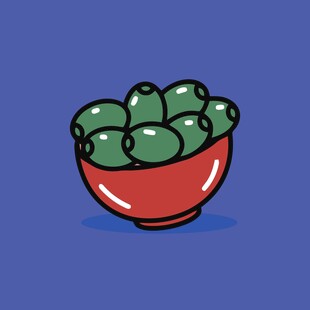 红碗中的绿橄榄