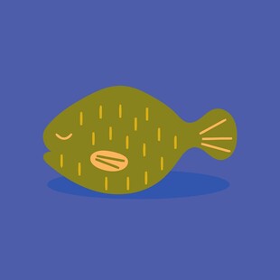 卡通绿色小鱼插画