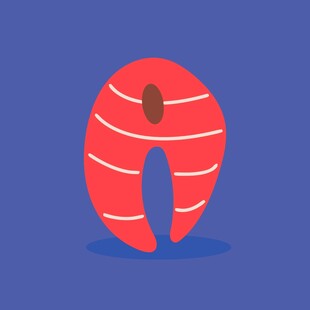 卡通风格红色条纹寿司