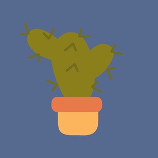 盆栽仙人掌插画