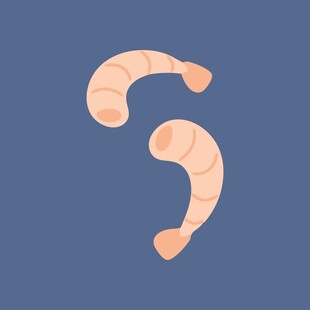 两只弯曲的虾仁图案