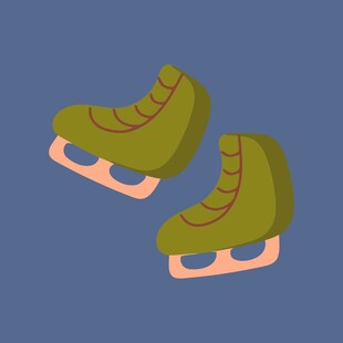 绿色卡通风格溜冰鞋