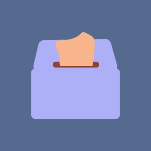 紫色纸巾盒中的纸巾