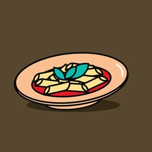 卡通风格的美味盘中食物