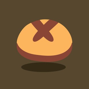 卡通风格十字花纹面包