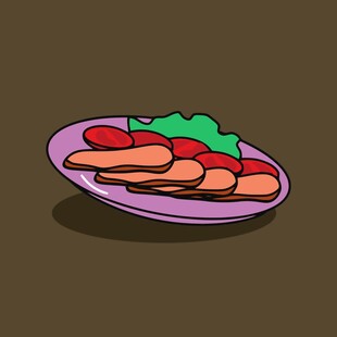 卡通风格的美味肉片拼盘