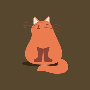 坐着的橘色卡通猫咪