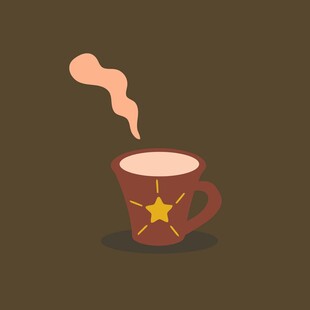 热气腾腾的星形图案咖啡杯