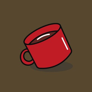 红色倾斜咖啡杯插画