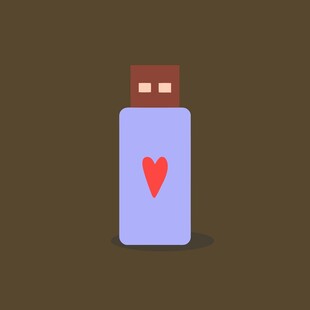 带爱心图案的紫色U盘