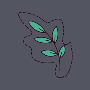 手绘绿叶轮廓图案