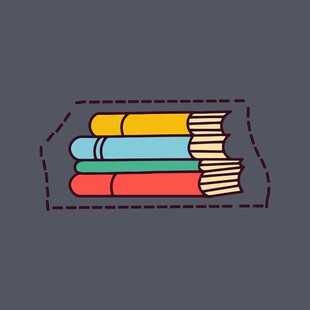 堆叠的多彩书籍插画