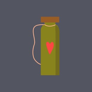 绿色爱心图案便携水瓶