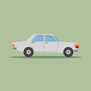 简约风格白色轿车插画