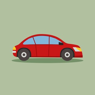 红色小轿车简约插画