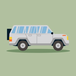 白色复古越野汽车插画