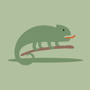 绿色变色龙栖息于树枝上