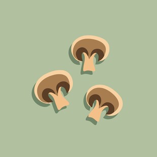 三个卡通蘑菇插画