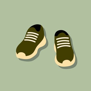 绿色运动鞋插画