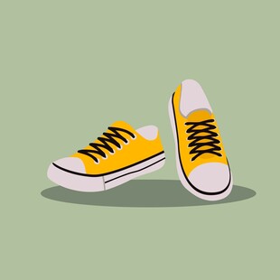 黄色休闲运动鞋插画
