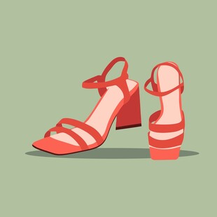 红色高跟凉鞋插画