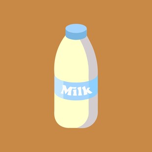 卡通风格瓶装牛奶