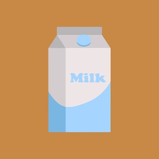 蓝色牛奶包装盒插画