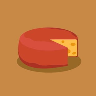 红色奶酪切块插画