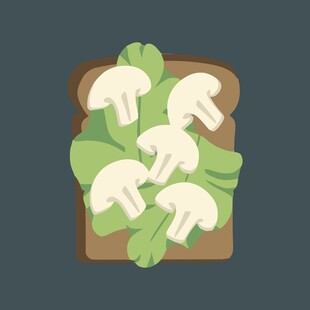 蘑菇生菜三明治插画