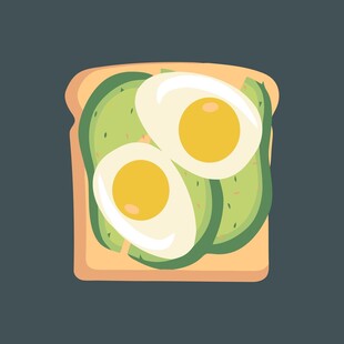 牛油果鸡蛋三明治插画