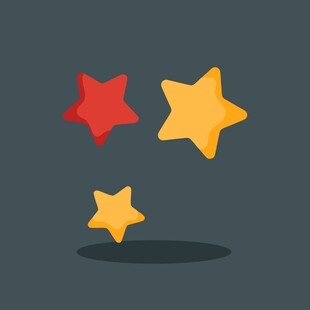 三颗彩色星星悬浮画面