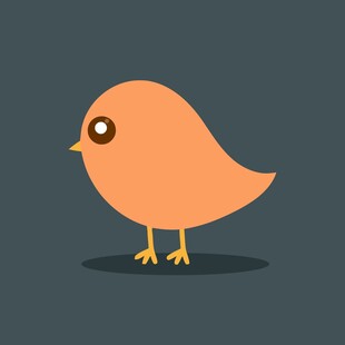 可爱橙色小鸟插画