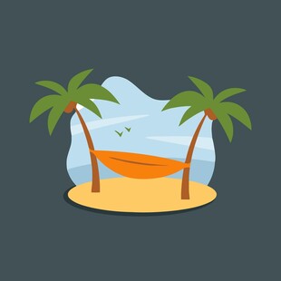 热带小岛吊床惬意场景