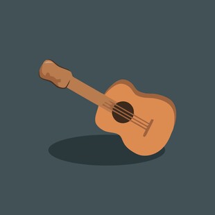 倾斜的木吉他插画