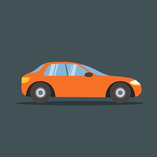 橙色轿车侧视图