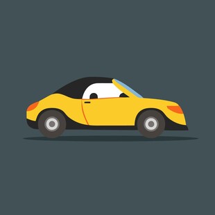 黄色敞篷卡通小汽车