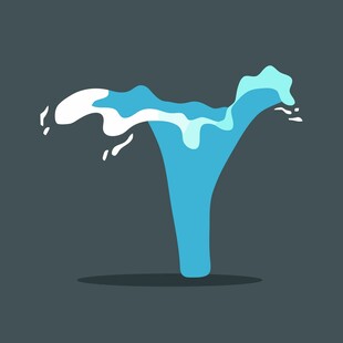 蓝色动感字母Y水花效果